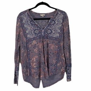 Lucky Brand Bohemian Lavender Long Sleeve Top
